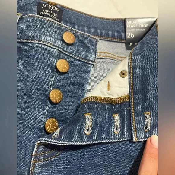 J Crew Jeans Flare Cropped Midrise All Day Stretch Denim Blue NWT Size 27 - Picture 7 of 12